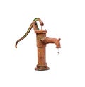 A old rusted water pump isolated on a white background.