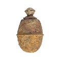 Old rusted World War II hand grenade m-39. isolated closeup