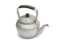 Old rustic aluminum kettle isolated on white background Royalty Free Stock Photo