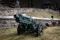 Old rustic cannon from world war two Royalty Free Stock Photo