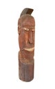 Old rustic carved wooden man face isolated. Royalty Free Stock Photo