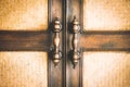 An old and rustic door latch on an wooden door Texture, background. fence, wall made of wooden slats Royalty Free Stock Photo