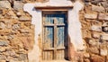 Old rustic door and window frame, weathered wood, ancient architecture generated by AI Royalty Free Stock Photo