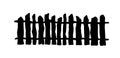 Old rustic fence silhouette isolated on white background Royalty Free Stock Photo
