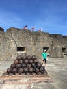 Old, rustic fort in Old San Juan, Puerto Rico with cannonballs Royalty Free Stock Photo