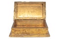 Old rustic Golden painted, wooden empty box Royalty Free Stock Photo