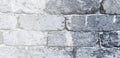 Old rustic gray brick wall panorama. Masonry gray texture or background. Copy space for text or description Royalty Free Stock Photo