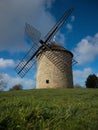 Old rustic historic windmill on a hill Mont Dol moulin Dol de Bretagne Saint Malo Ille et Vilaine Brittany France