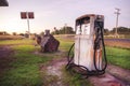 Old rustic pump at an abandoned fuel station Royalty Free Stock Photo