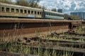 Old rustic railroad track in springtime.