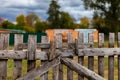 old rustic wooden gate in a closed position Royalty Free Stock Photo