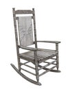 Old rustic wooden rocking chair isolated.
