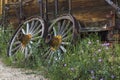 Old Rustic Wooden Wagon Wheels In Fairplay, Colorado Royalty Free Stock Photo