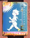 Old rustry vintage enamel sign with thermometer Royalty Free Stock Photo