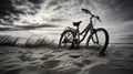 old rusty abandoned bicycle at beach