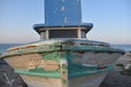 Abandoned old boat standing on beach Royalty Free Stock Photo