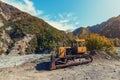 Old rusty abandoned bulldozer