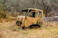 Old rusty abandoned damaged truck in Chernobyl exclusion zone, Ukraine