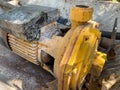 An old and rusty abandoned electric pump on an abandoned Royalty Free Stock Photo