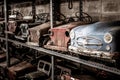 Old and rusty abandoned pedal cars for kid Royalty Free Stock Photo