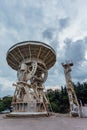 Old rusty abandoned radio telescope satellite dish