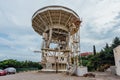 Old rusty abandoned radio telescope satellite dish