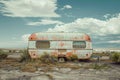 Old abandoned trailer is rusting away in the desert Royalty Free Stock Photo