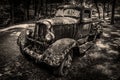 Old rusty abandoned truck in a Tennessee forest