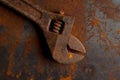 Old rusty adjustable wrench Royalty Free Stock Photo