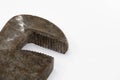 Old, rusty adjustable wrench for plumbing repair, close-up Royalty Free Stock Photo