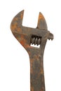 Old Rusty Adjustable Wrench (Spanner) on White Background Royalty Free Stock Photo