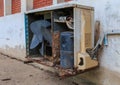 Old rusty air conditioner outdoor unit, Royalty Free Stock Photo