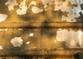 Old rusty aluminum steel metal sheet painted in military khaki green. Textured scratched grungy atmospheric post-apocalypse Royalty Free Stock Photo