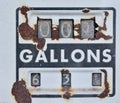 Old rusty american gas pump panel.