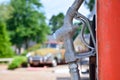 Old rusty american gas pump.