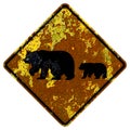 Old rusty American road sign - Bear crossing California