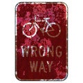 Old rusty American road sign - Bicycle Wrong Way Royalty Free Stock Photo