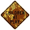 Old rusty American road sign - Children at play, New York State Royalty Free Stock Photo