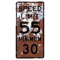 Old rusty American road sign - Combined Speed Limit