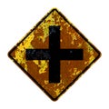 Old rusty American road sign - Cross roads Royalty Free Stock Photo