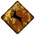 Old rusty American road sign - Deer crossing Royalty Free Stock Photo