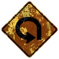 Old rusty American road sign - 270 degree loop