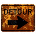 Old rusty American road sign - Detour