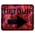 Old rusty American road sign - Detour Right Royalty Free Stock Photo