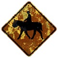 Old rusty American road sign - Equestrians