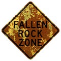 Old rusty American road sign - Fallen rock, New York State and Kentucky