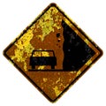 Old rusty American road sign - Falling rocks, California and Vermont Royalty Free Stock Photo