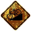 Old rusty American road sign - Hill bicycle Royalty Free Stock Photo