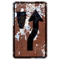 Old rusty American road sign - Keep right - median island less than 4 feet wide