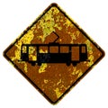 Old rusty American road sign - Light rail crossing, California Royalty Free Stock Photo